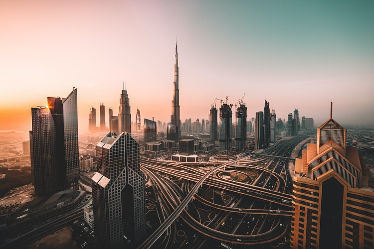 Junkyards of Dubai cityscape