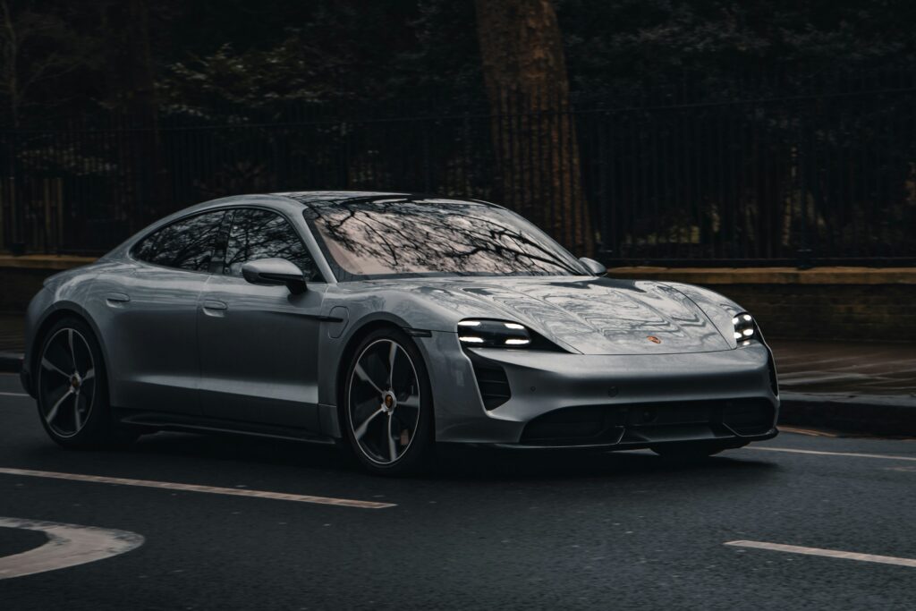 gray Porsche Taycan