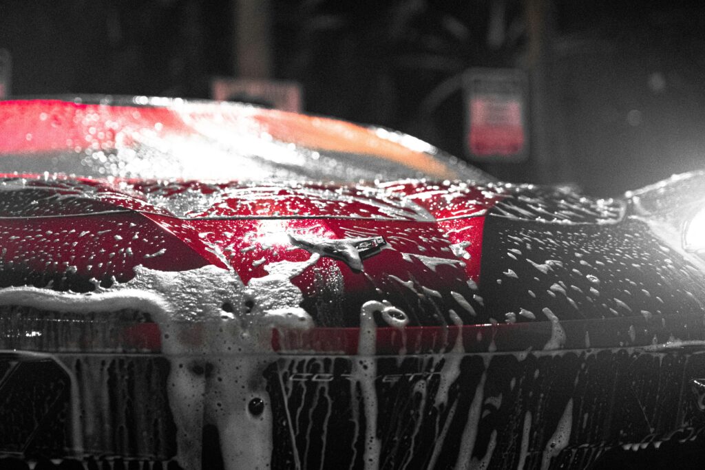 wash and wax red Lamborghini