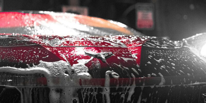 wash and wax red Lamborghini